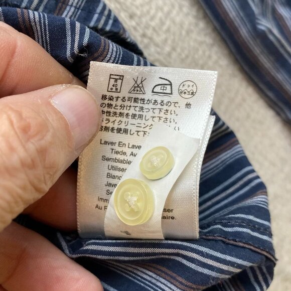 Eddie Bauer Mens Shirt Large Striped Button Down Long Sleeve Casual Classic Blue - Picture 6 of 12